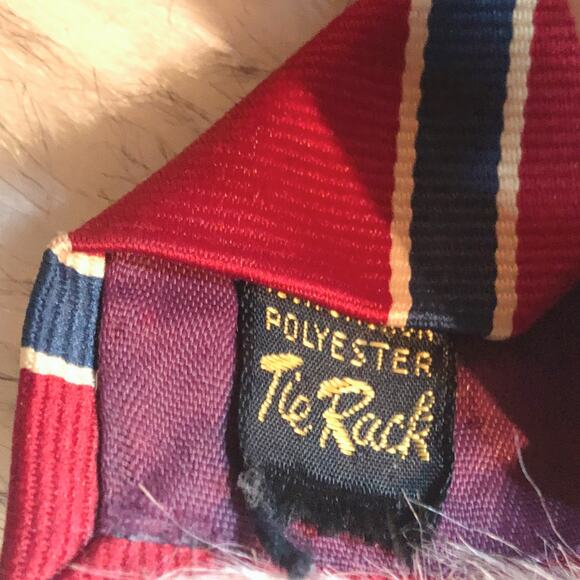 Vintage Tie Rack Red, Blue, & White Mens Striped Formal Neck Tie - Picture 4 of 9